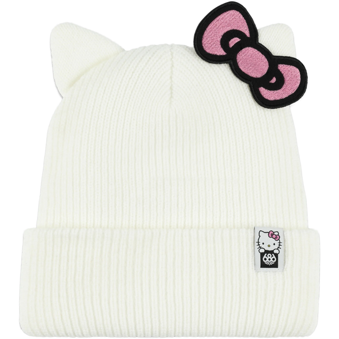 Womens Hello Kitty Knit Beanie White