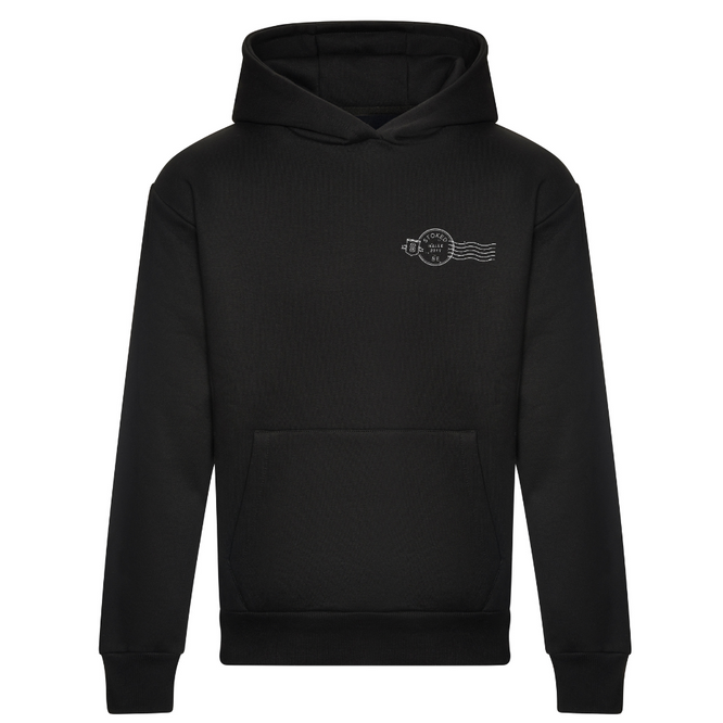 Greetings From Stoked Skate Hoodie Black