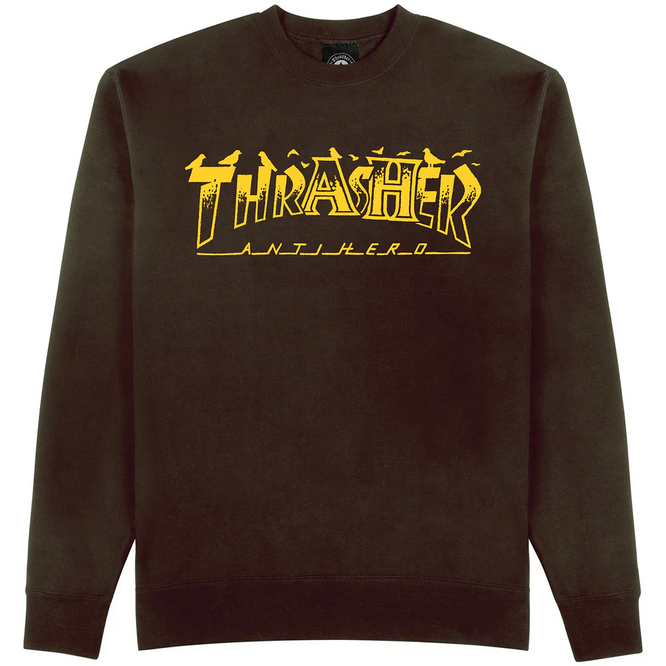 Thrasher x Antihero Pigeon Mag Crewneck Dark Chocolate